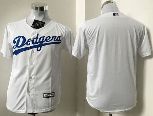 Dodgers Blank White Cool Base Stitched Youth MLB Jersey - Click Image to Close